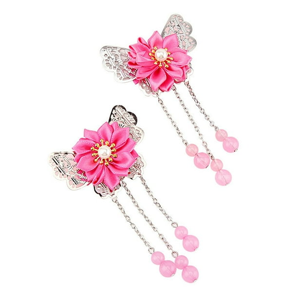 Details about   Girls Princess New Year Tassel Hair Clips Chinese Traditional Flower Hairpins LB
